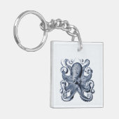 Marine blauwe octopus illustratie door Ernst Haeck Sleutelhanger (Voorkant Links)