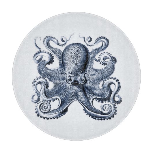 Marine blauwe octopus illustratie door Ernst Haeck Snijplank (Voorkant)
