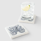 Marine blauwe octopus illustratie door Ernst Haeck Stenen Onderzetter (Zijkant)