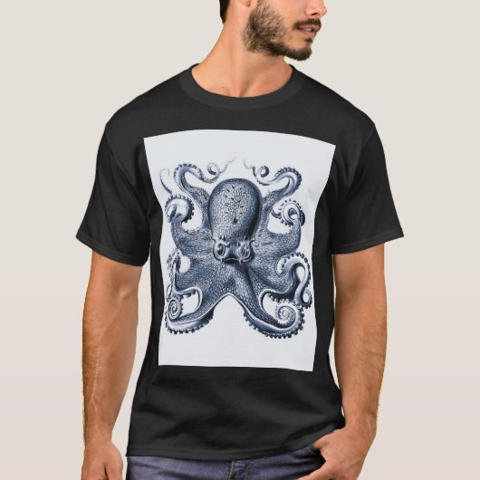 Marine blauwe octopus illustratie door Ernst Haeck T-shirt (Voorkant)