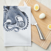 Marine blauwe octopus illustratie door Ernst Haeck Theedoek (Quarter Fold)