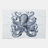 Marine blauwe octopus illustratie door Ernst Haeck Theedoek (Horizontaal)