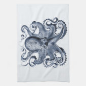 Marine blauwe octopus illustratie door Ernst Haeck Theedoek (Verticaal)