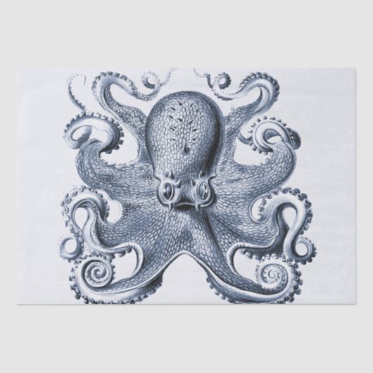 Marine blauwe octopus illustratie door Ernst Haeck Tissuepapier (Voorkant)