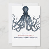 Marine Blauwe Octopus Koraal Nautisch Strand Weddi Kaart (Achterkant)