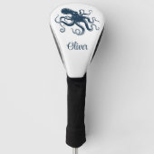 Marine blauwe octopus nautische illustratie golfheadcover (Voorkant)