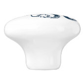 Marine blauwe octopus nautische illustratie keramische knop (Zijkant)