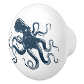Marine blauwe octopus nautische illustratie keramische knop (Rechts)