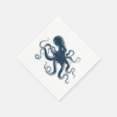 Marine blauwe octopus nautische illustratie servet (Hoek)