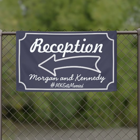 Marine Blauwe Pijl Links Receptie Bruiloft Banner