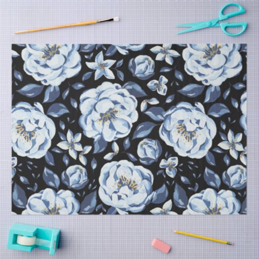 Marine Blauwe pioen bloemenontkoppeling Tissuepapier (Craft)