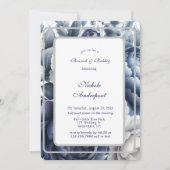 Marine Blauwe pioenen Witte rozen Brunch en Bubbly Kaart (Voorkant)