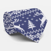 Marine Blauwe Rendier Trui op zoek naar Kerstmis Stropdas (Opgerold)