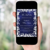 Marine blauwe sneeuwvlokken bruiloft gelofte verni kaart