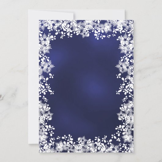 Marine blauwe sneeuwvlokken bruiloft gelofte verni kaart (Achterkant)