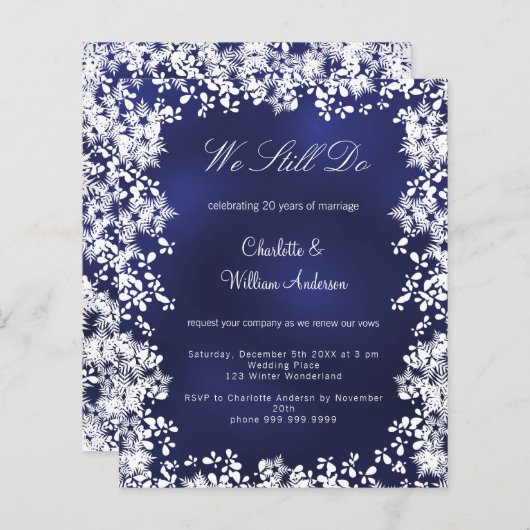 Marine blauwe sneeuwvlokken gelofte vernieuwing ui (Voorkant / Achterkant)