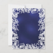Marine blauwe sneeuwvlokken winter bruiloft uitnod (Achterkant)