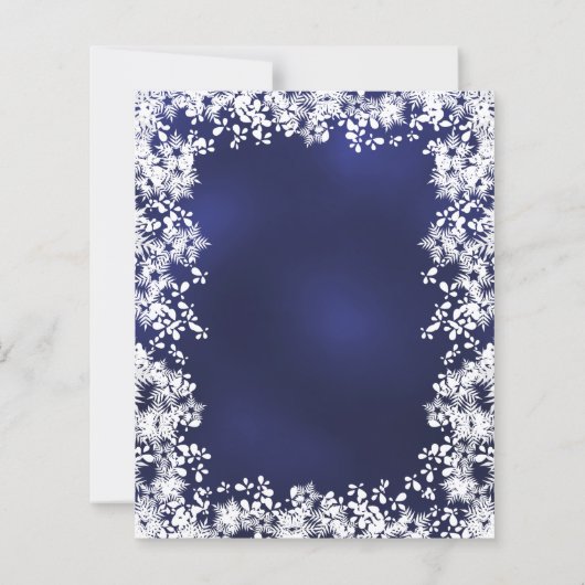 Marine blauwe sneeuwvlokken winter bruiloft uitnod (Achterkant)