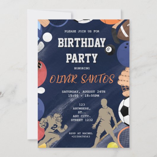 Marine blauwe sport jongens Verjaardag Kaart (Voorkant)