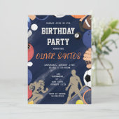 Marine blauwe sport jongens Verjaardag Kaart (Staand voorkant)