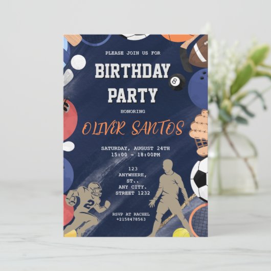 Marine blauwe sport jongens Verjaardag Kaart (Staand voorkant)