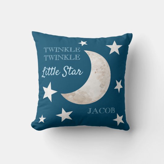 Marine Blauwe Sterren Maan Twinkle Twinkle Little Kussen (Voorkant)