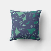 Marine Blauwe Stingrays en Manta Rays Kussen (Achterkant)