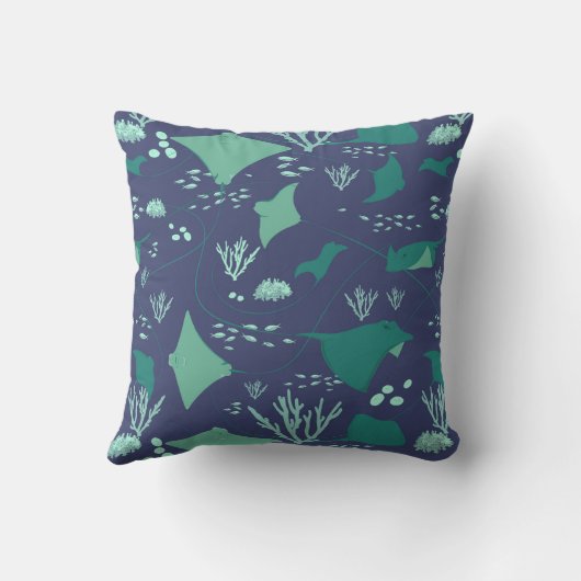 Marine Blauwe Stingrays en Manta Rays Kussen