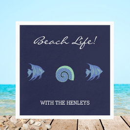 Marine Blauwe Strepen Familienaam Fish Beach House Servet