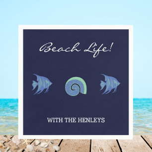 Marine Blauwe Strepen Familienaam Fish Beach House Servet