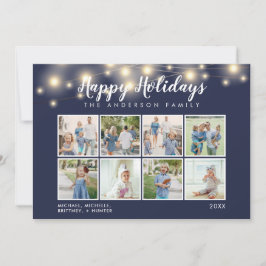 Marine Blauwe String Lights Foto Collage Vakantie Feestdagenkaart