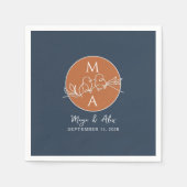 Marine Blauwe Trouwservetten met Monogram Servet (Voorkant)