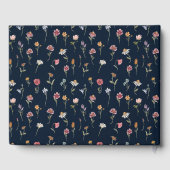 Marine Blauwe Wildbloemen Bruiloft Gastenboek (Achterkant)