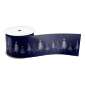Marine Blauwe Winter Kerstboom Topper Star Satijnen Lint (Spoel)