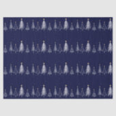 Marine Blauwe Winter Kerstmis Pine Trees Star Tissuepapier (Voorkant)
