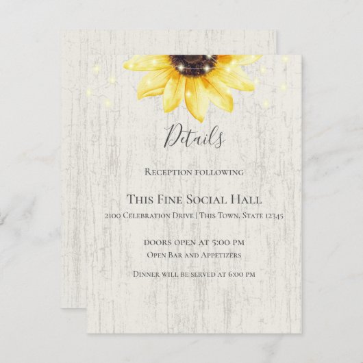 Marine Blauwe Zonnebloem en verlichting Rustieke b Kaart (Voorkant / Achterkant)