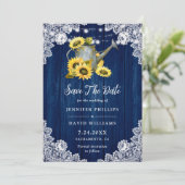 Marine Blauwe Zonnebloem Water Kan Hout Bloemen Ka Save The Date (Staand voorkant)