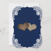 Marine Blauwe Zonnebloem Watering Kan Burlap Weddi Kaart (Achterkant)