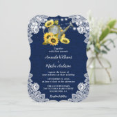 Marine Blauwe Zonnebloem Watering Kan Burlap Weddi Kaart (Staand voorkant)