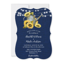 Marine Blauwe Zonnebloem Watering Kan Burlap Weddi