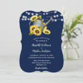 Marine Blauwe Zonnebloem Watering Kan Burlap Weddi Kaart (Staand voorkant)