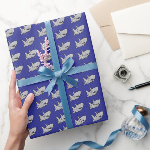 Marine Blauwe Zwembad Feest Strand Verjaardag Haai Cadeaupapier