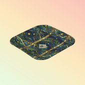 Marine Blauwgroen en Goud Moonlight Bos met Monogr Papieren Bordje