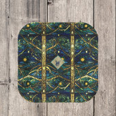 Marine Blauwgroen en Goud Moonlight Bos met Monogr Papieren Bordje