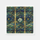 Marine Blauwgroen en Goud Moonlight Bos met Monogr Servet (Voorkant)