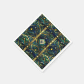 Marine Blauwgroen en Goud Moonlight Bos met Monogr Servet (Hoek)