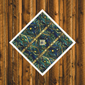 Marine Blauwgroen en Goud Moonlight Bos met Monogr Servet