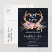 Marine bloeiende gewei land chique bruiloft aankondigingskaart (Voorkant / Achterkant)