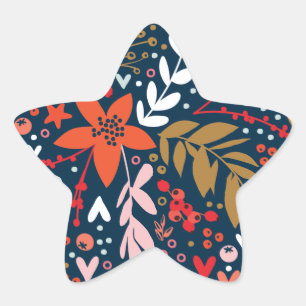 Marine Bloem Kerst Prachtige Vakantie Ster Sticker
