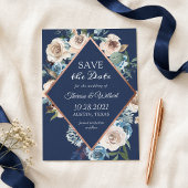 Marine Bloem Roze Gouden Trouw Save The Date